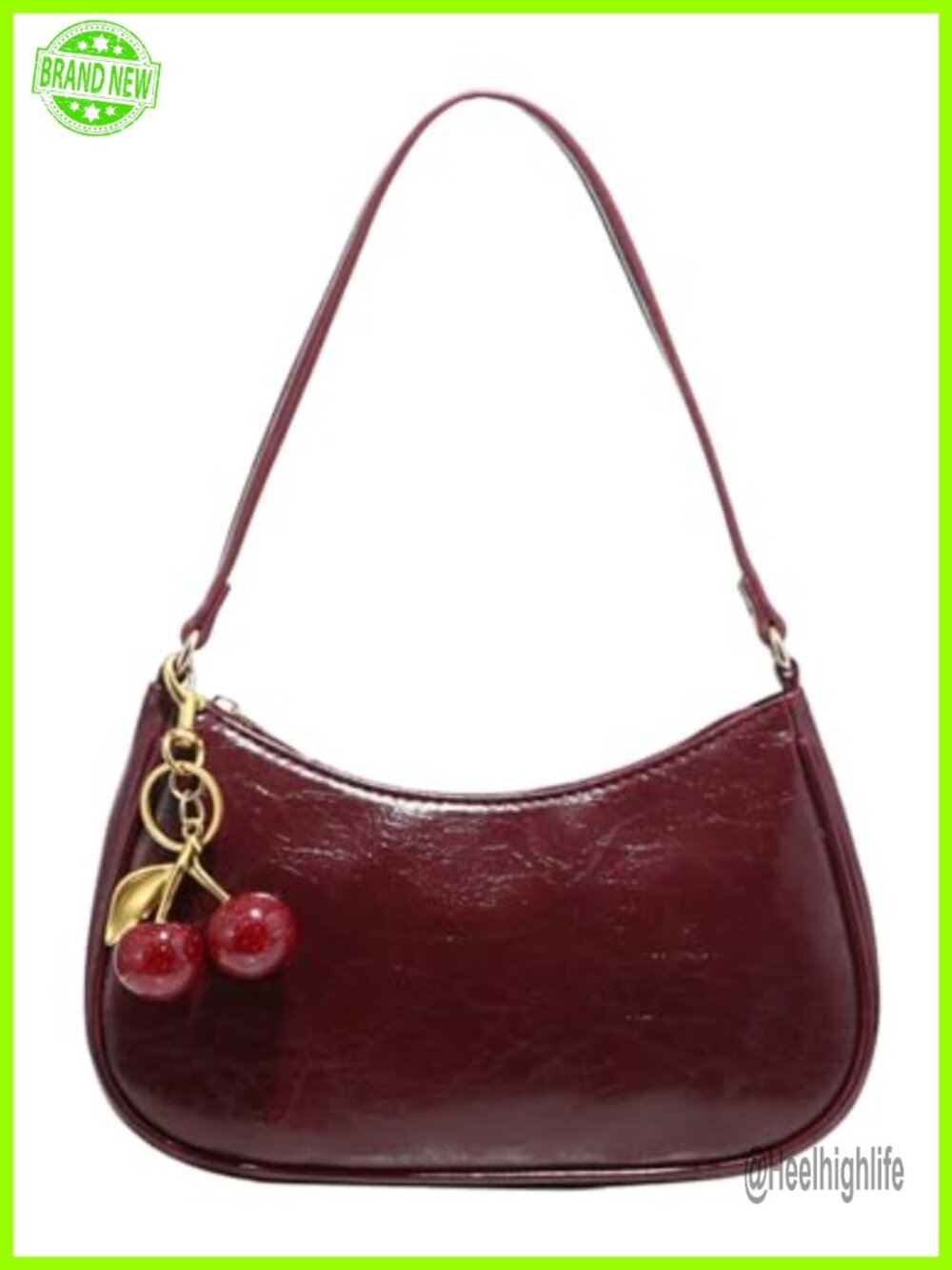 PU Leather Shoulder Bag Zipper Purse Cute Underarm Bag Hobo Retro